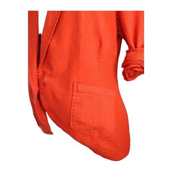 Sanctuary Orange Tiger Lily Linen One Button Blazer Size M - Picture 3 of 6